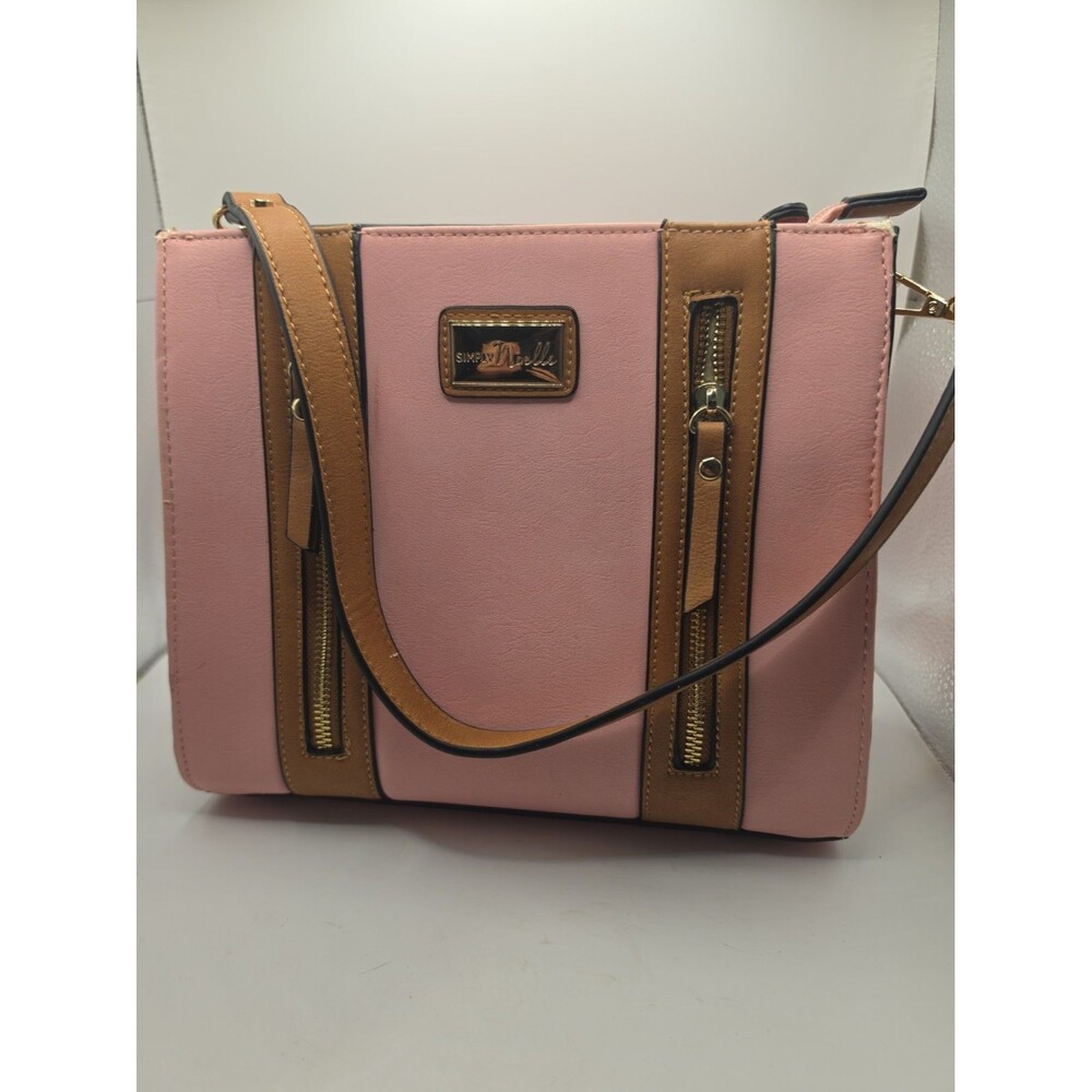 Simply Southern Pink & Brown Crossbody Purse Handbag Gold Hardware Damaged/As-Is